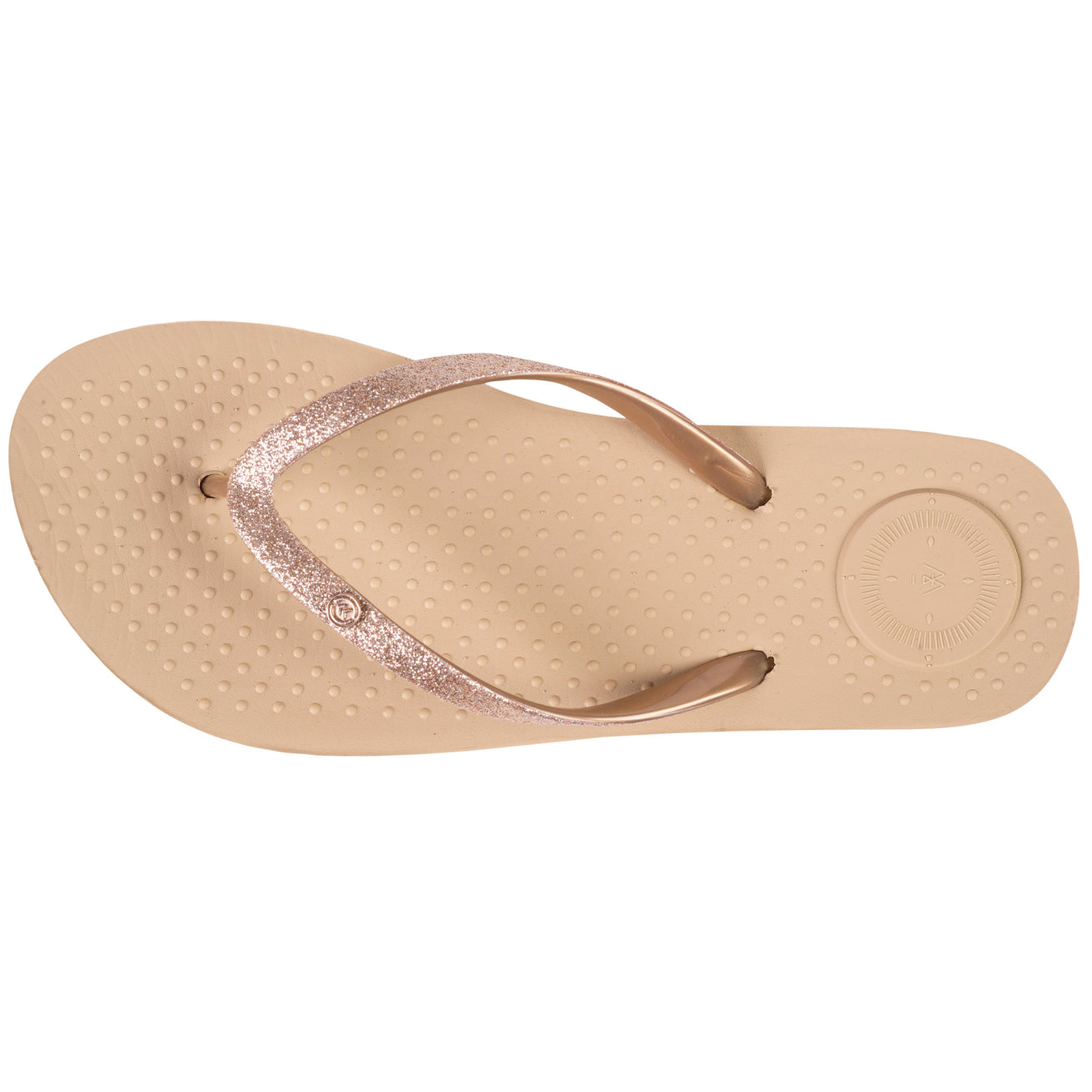 Chanclas Mujer tira purpurina Beige