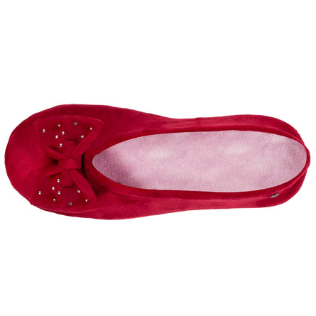 Zapatillas de casa bailarinas Mujer gran lazo de brillantes - Isotoner