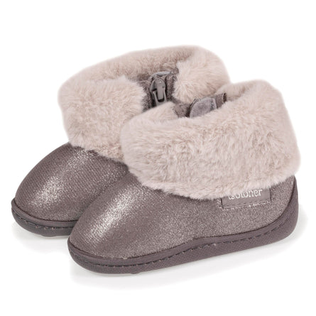 Zapatillas de casa botines cremallera Bebe Gris irisado - Isotoner