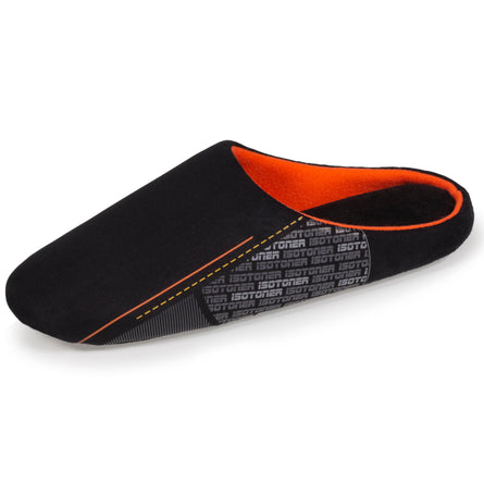 Zapatillas de casa chinelas Hombre Negro Naranja - Isotoner
