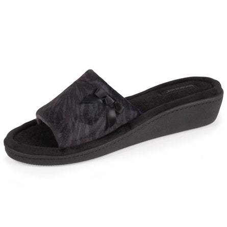 Zapatillas de casa sandalias con tacón Mujer Cebra Negro - Isotoner