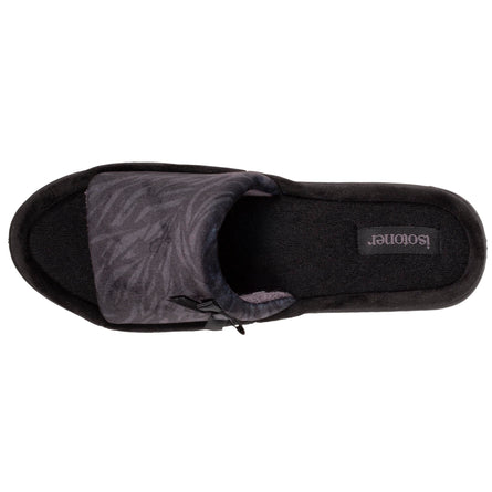 Zapatillas de casa sandalias con tacón Mujer Cebra Negro - Isotoner
