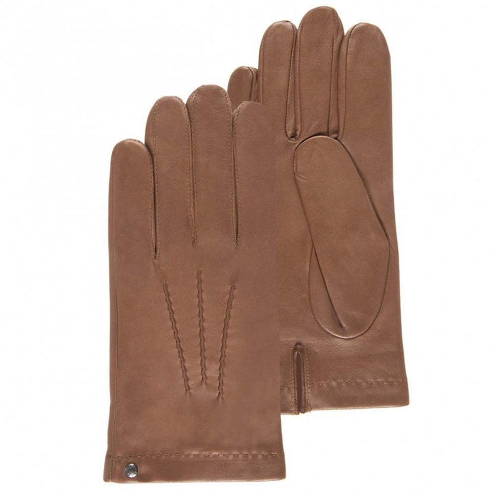 Guantes Hombre cuero de cordero y seda Caramelo - Isotoner