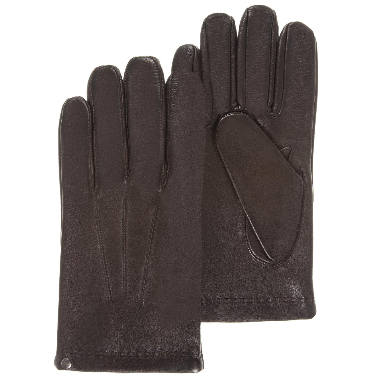 Guantes Hombre cuero/cashmere y seda Marrón