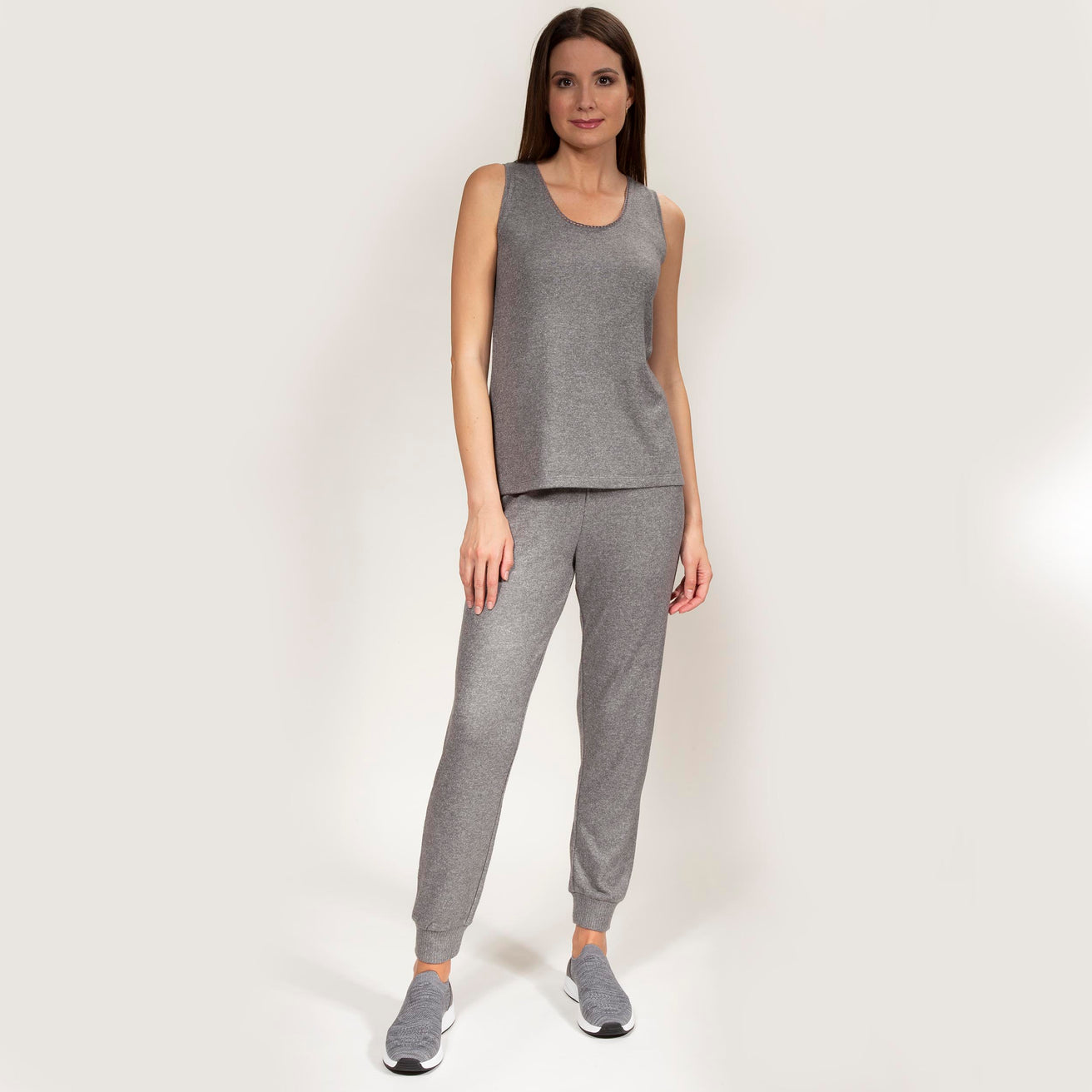 Camiseta sin mangas Mujer Gris jaspeado