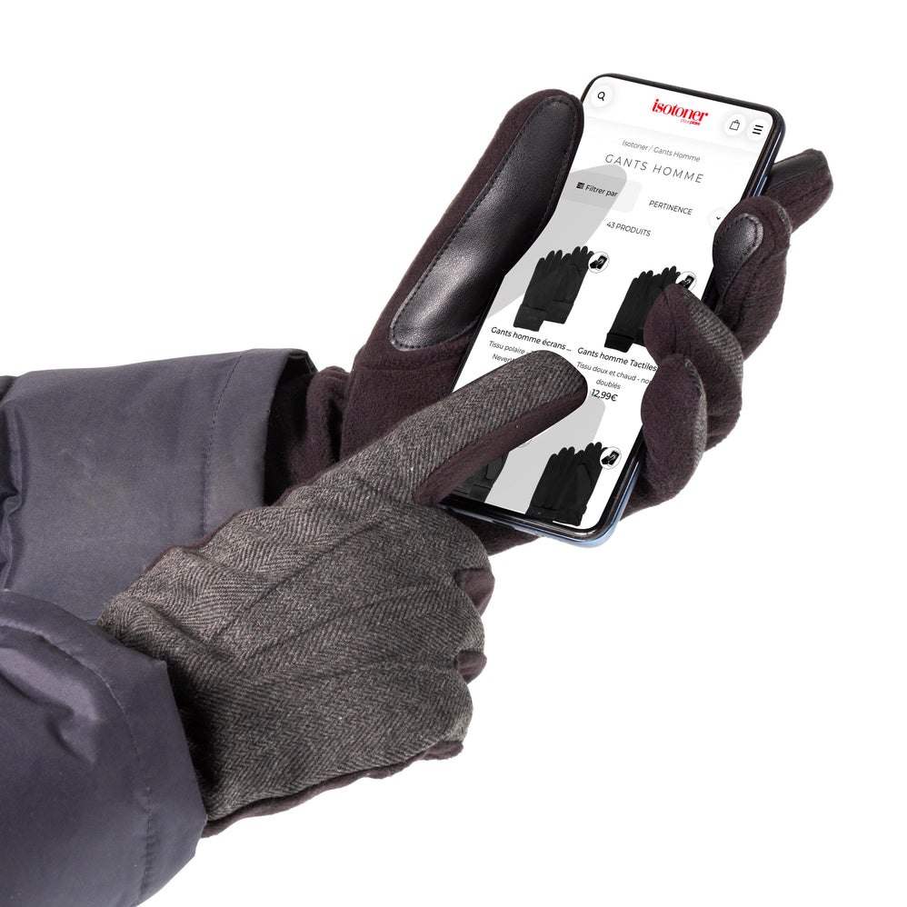 Guantes Hombre táctiles polar repelentes al agua Negro - Isotoner