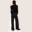 Pantalón largo Mujer malla acanalado Negro