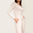 Camiseta de cuello cuadrado Mujer Beige